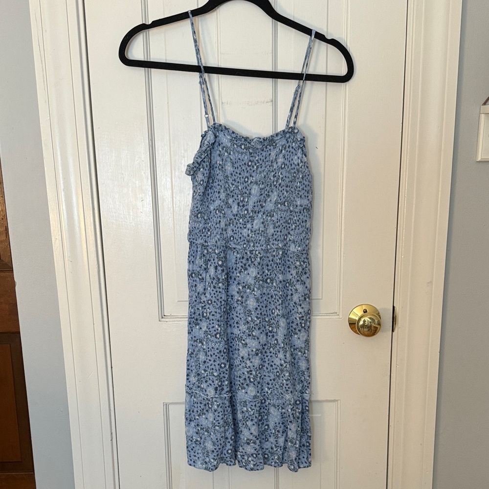 Blue Floral Spaghetti Strap Dress